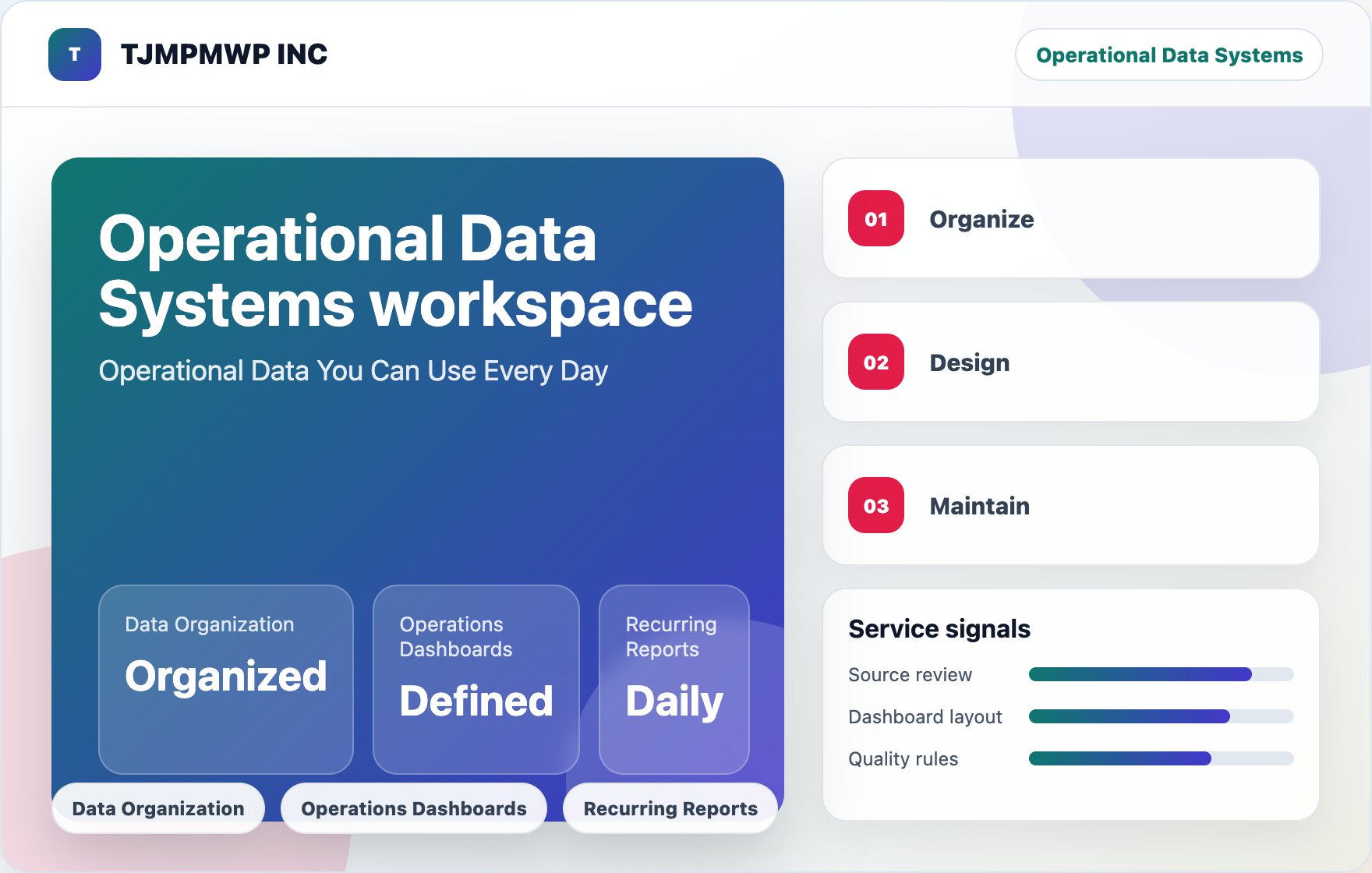 TJMPMWP INC service workspace scene